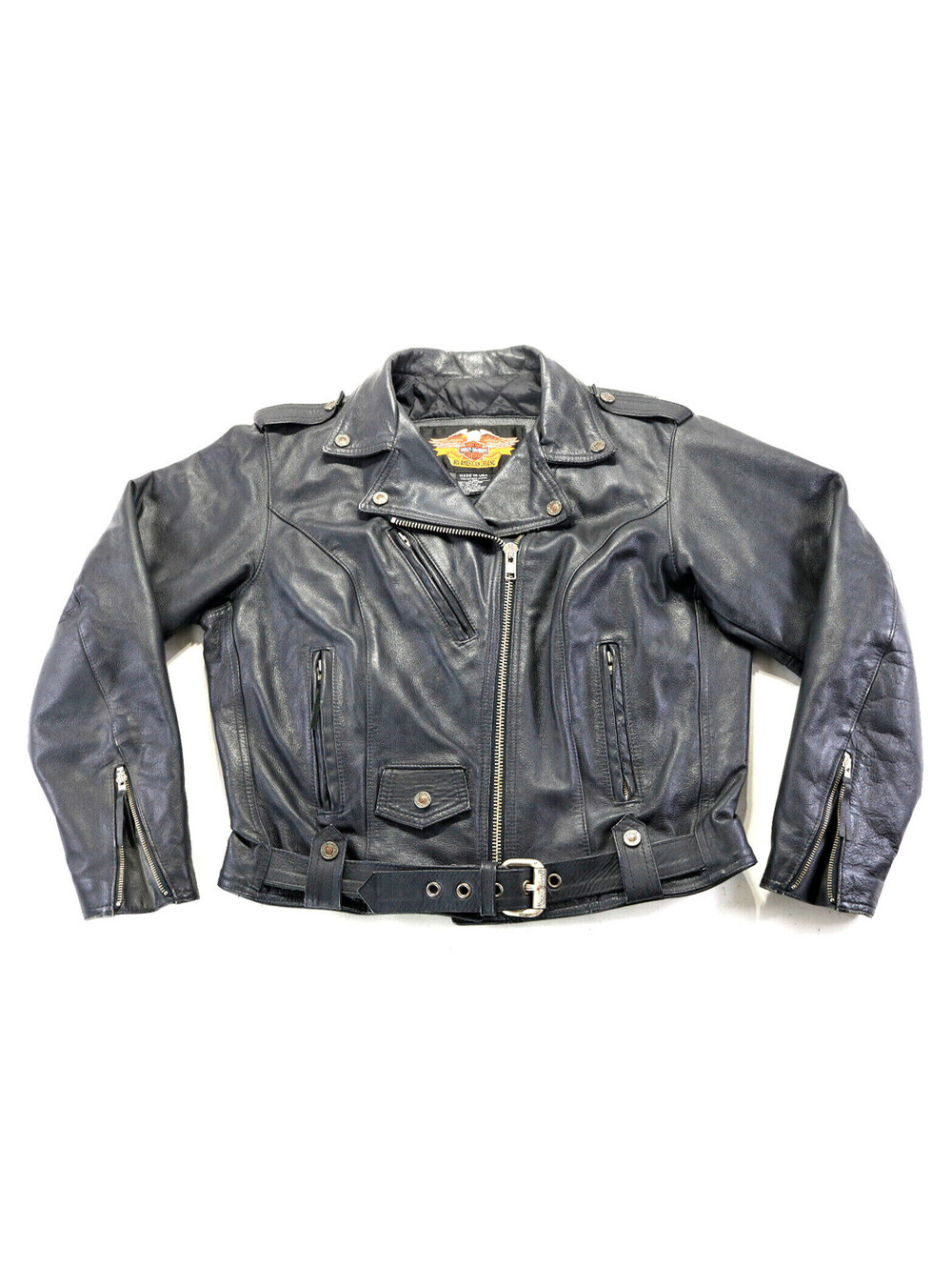 vintage harley davidson Shovelhead jacket XL black leather double insulated warm